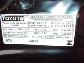2012 TOYOTA CAMRY SE, 2.5 AUTO FWD,COLOR BLACK, STK Z14808